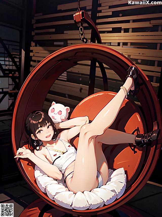 A woman laying in a chair with a teddy bear.