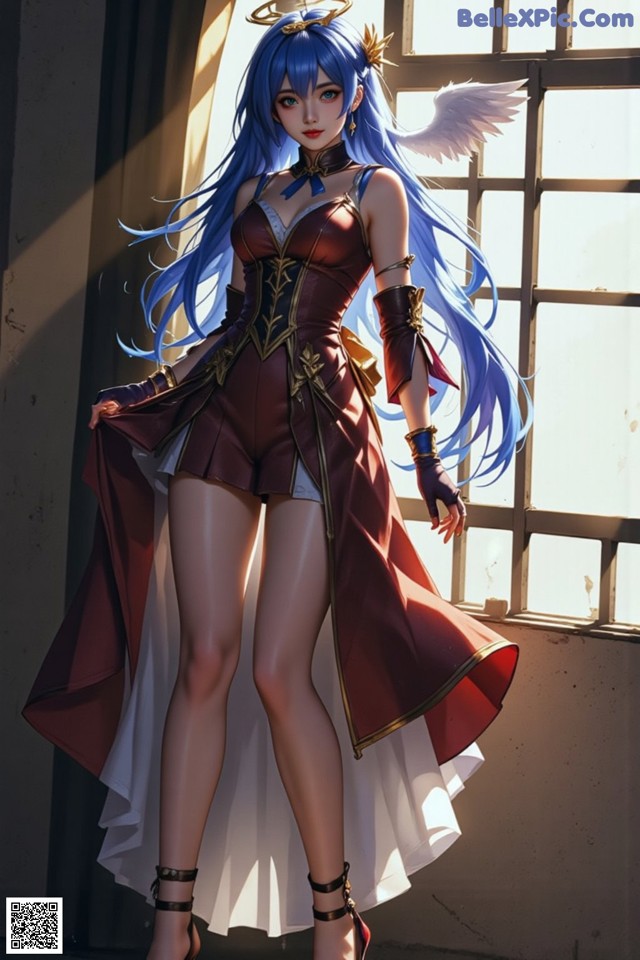 Hentai - Captivating Grace of the Cosmic Maiden Set.2 20250125 Part 16 No.6dfba4 A woman with long blue hair standing in front of a window.