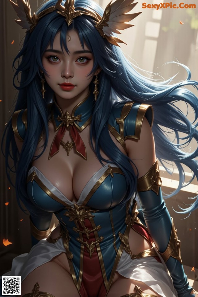 Hentai - Captivating Grace of the Cosmic Maiden Set.2 20250125 Part 7 No.d9afa6 a woman with long blue hair and a crown on her head